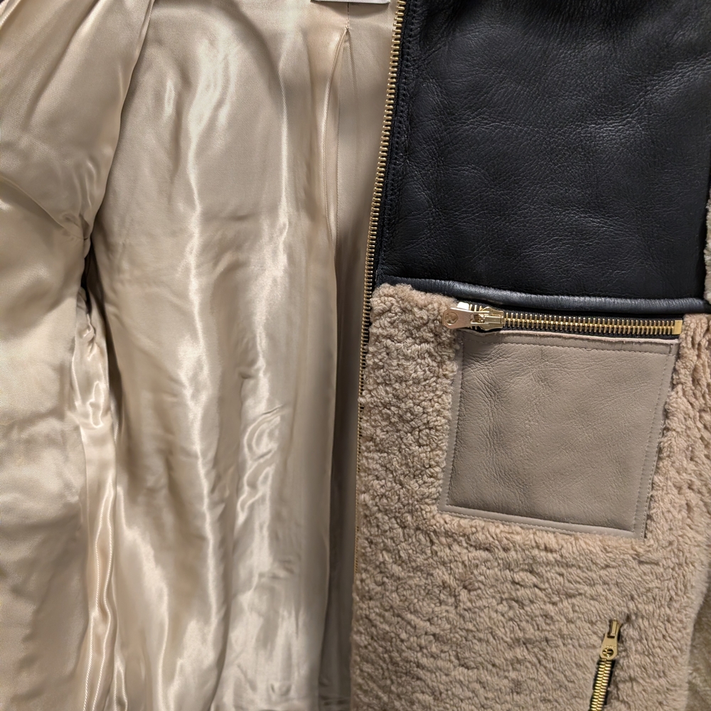 Sandro Two-Tone Wool and Leather Jacket - Picture 6 of 9